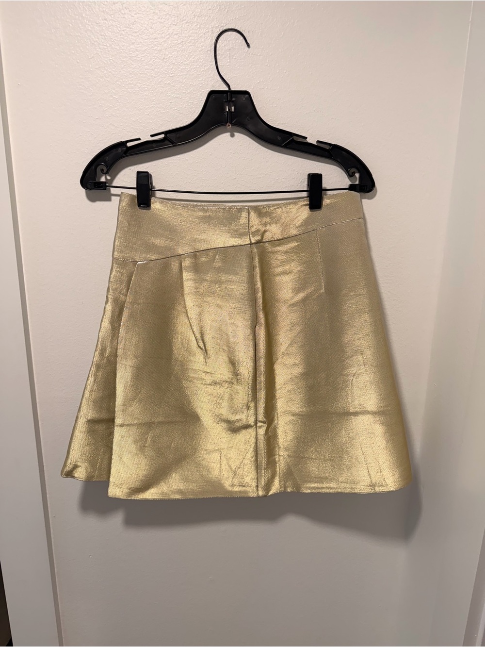 EMPORIO ARMANI Metallic Gold Lamé A-Line Mini Skirt Italian Size 40 US 4